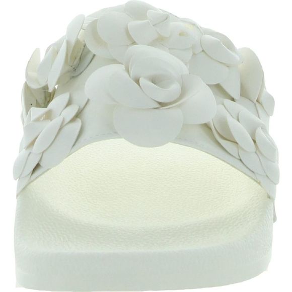 INC Womens Peymin White Slip On Textured Applique Pool Slides Shoes NWT - Picture 2 of 3